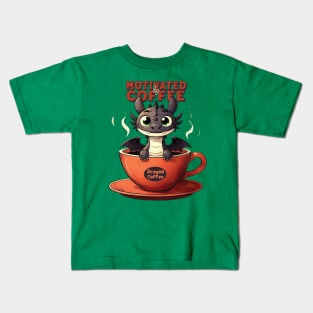 Motivated by Coffee // Funny Dragon Kids T-Shirt